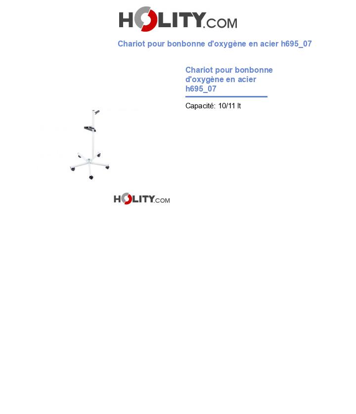 Chariot pour bonbonne d'oxygène en acier h695_07