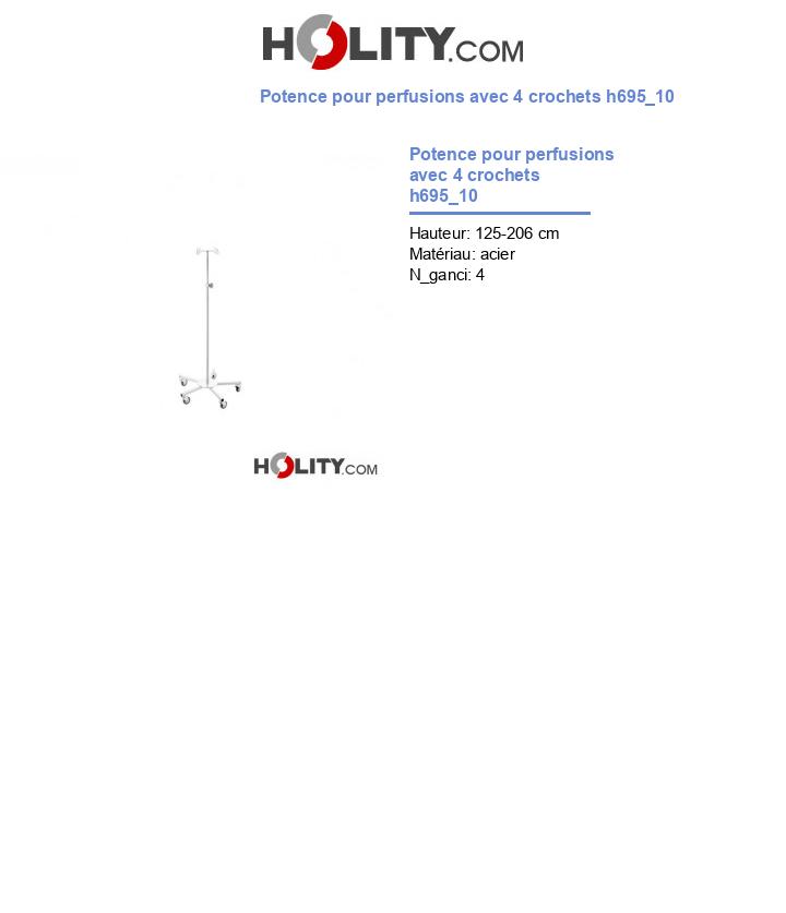Potence pour perfusions avec 4 crochets h695_10