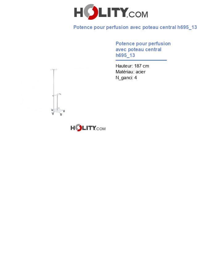 Potence pour perfusion avec poteau central h695_13