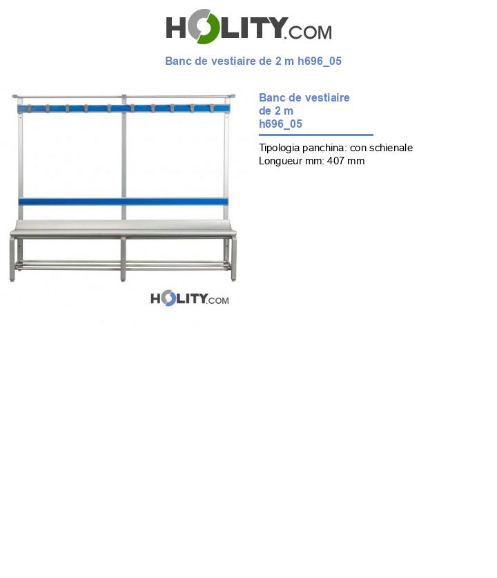 Banc de vestiaire de 2 m h696_05