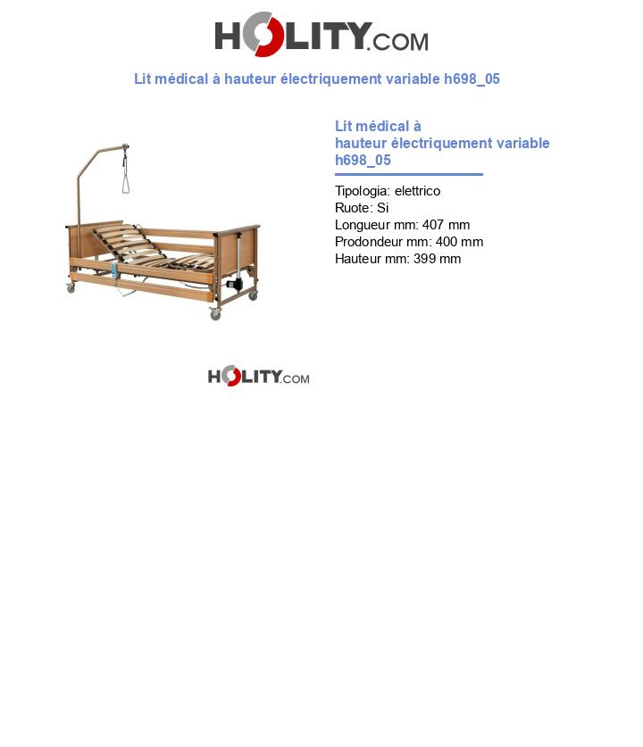 Lit médical à hauteur électriquement variable h698_05