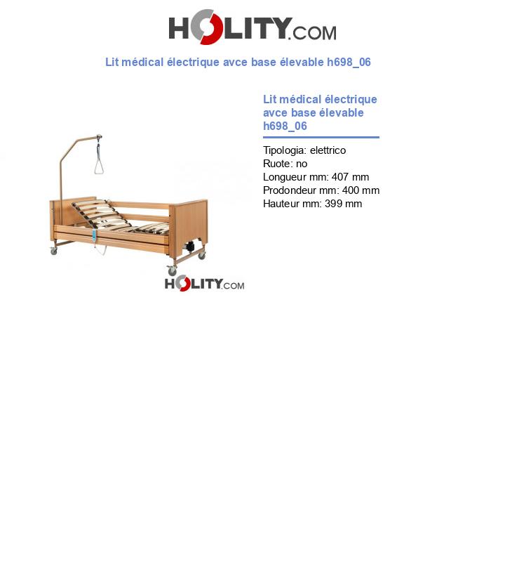 Lit médical électrique avce base élevable h698_06