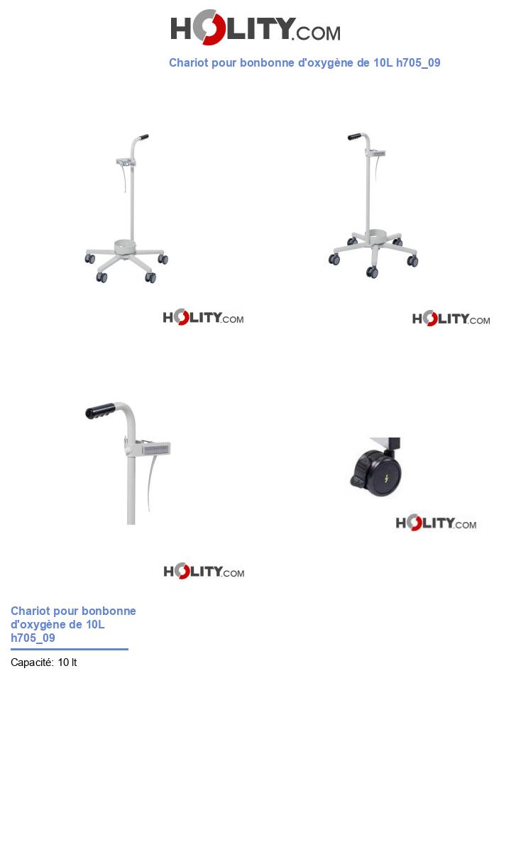 Chariot pour bonbonne d'oxygène de 10L h705_09