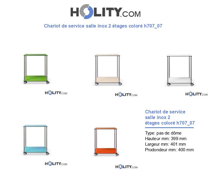 Chariot de service salle inox 2 étages coloré h707_07