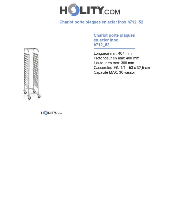 Chariot porte plaques en acier inox h712_52