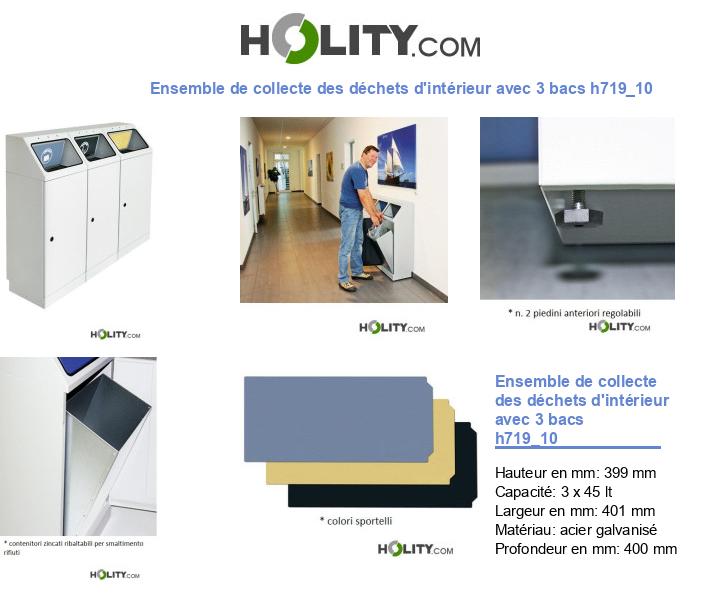 Ensemble de collecte des déchets d'intérieur avec 3 bacs h719_10