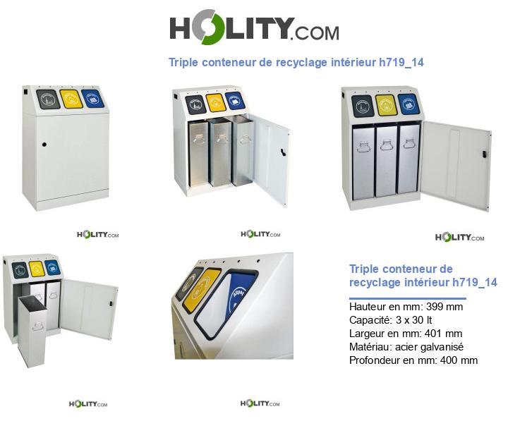 Triple conteneur de recyclage intérieur h719_14