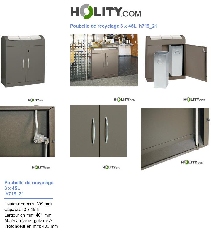 Poubelle de recyclage 3 x 45L  h719_21
