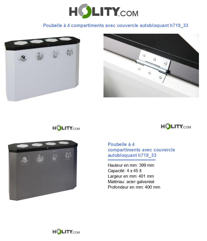 Poubelle à 4 compartiments avec couvercle autobloquant h719_33