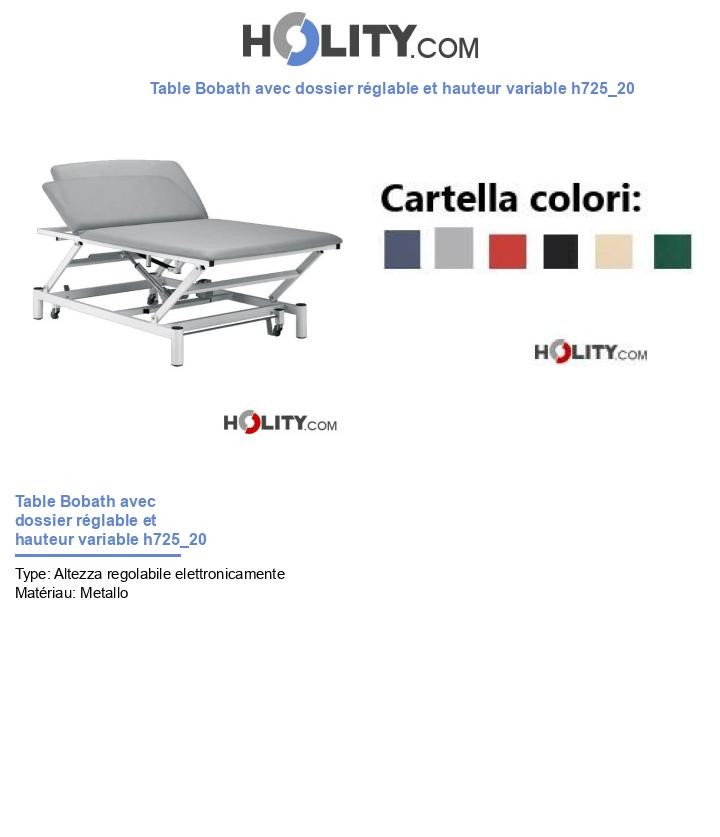 Table Bobath avec dossier réglable et hauteur variable h725_20