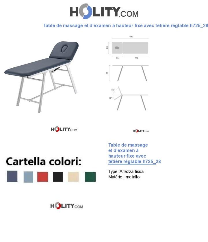Table de massage et d'examen à hauteur fixe avec têtière réglable h725_28
