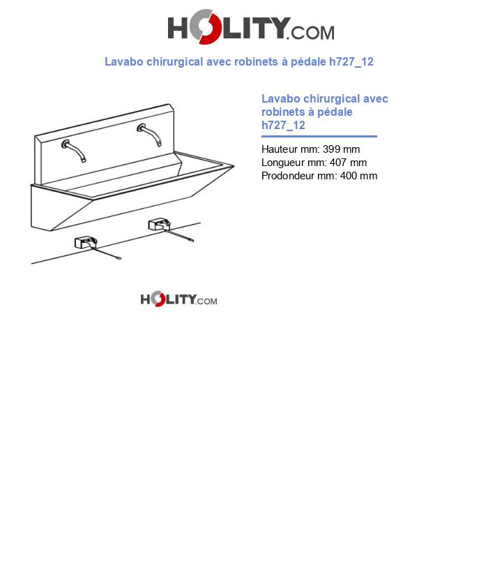 Lavabo chirurgical avec robinets à pédale h727_12