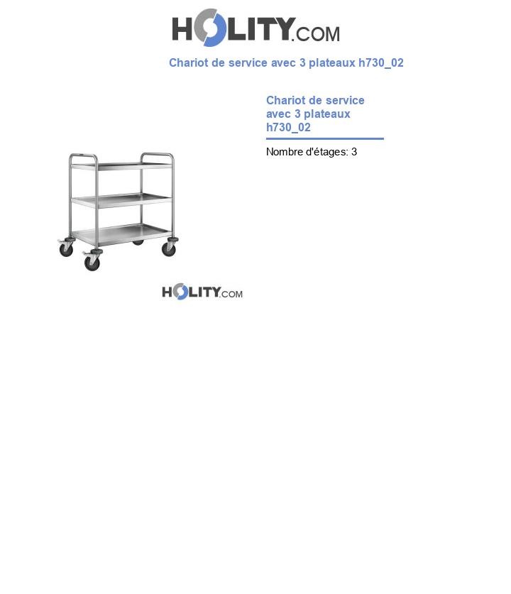 Chariot de service avec 3 plateaux h730_02
