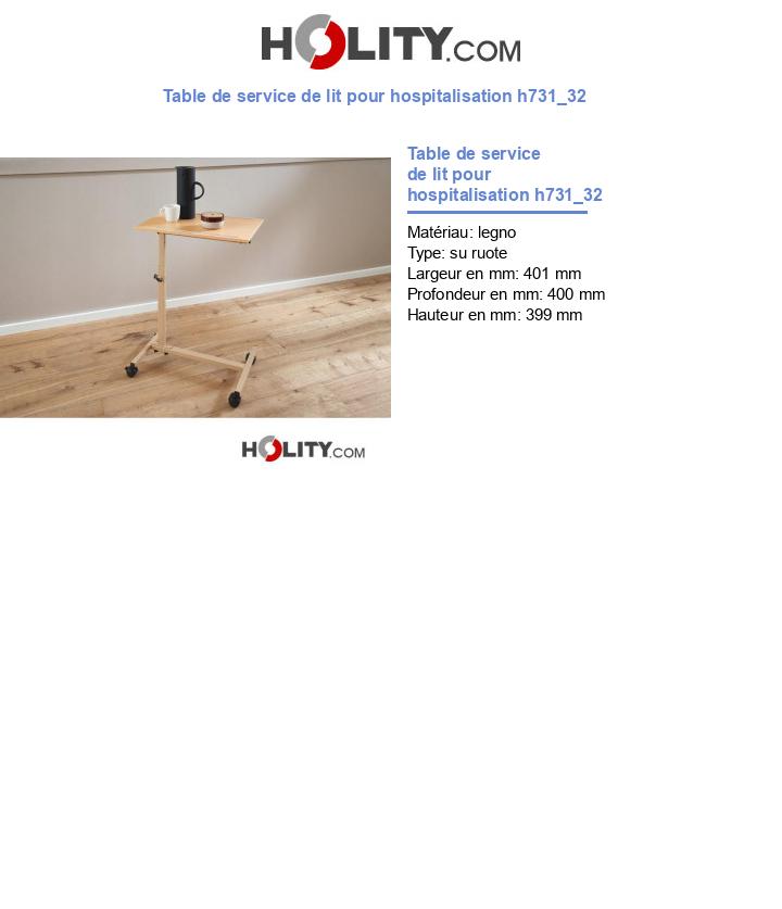 Table de service de lit pour hospitalisation h731_32