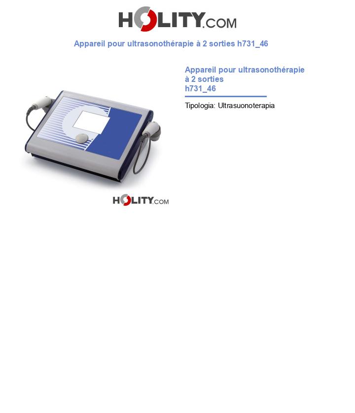 Appareil pour ultrasonothérapie à 2 sorties h731_46