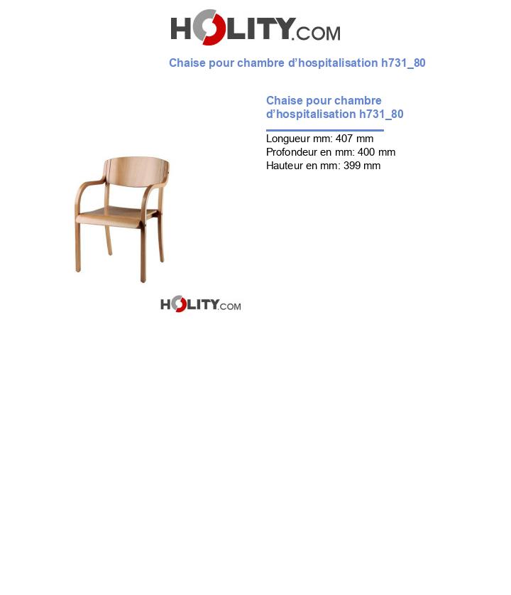 Chaise pour chambre d’hospitalisation h731_80