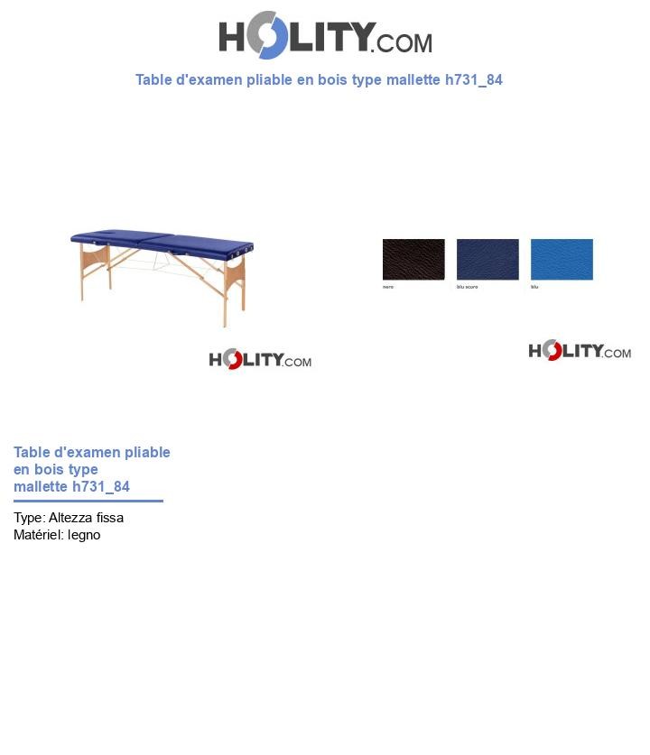 Table d'examen pliable en bois type mallette h731_84