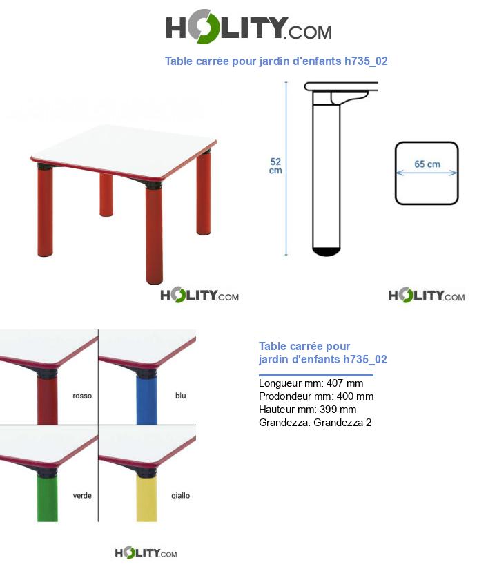 Table carrée pour jardin d'enfants h735_02