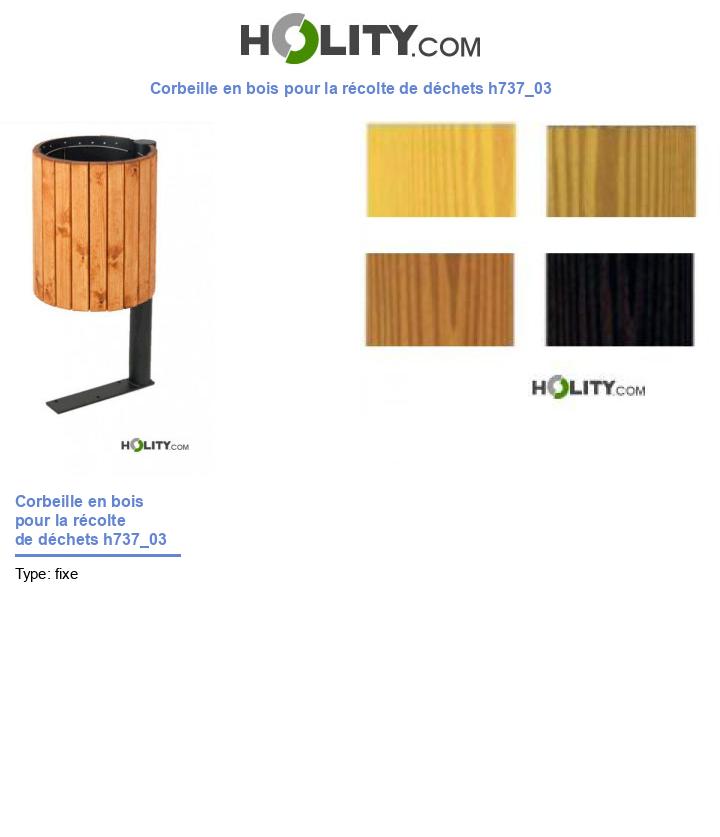 Corbeille en bois pour la récolte de déchets h737_03