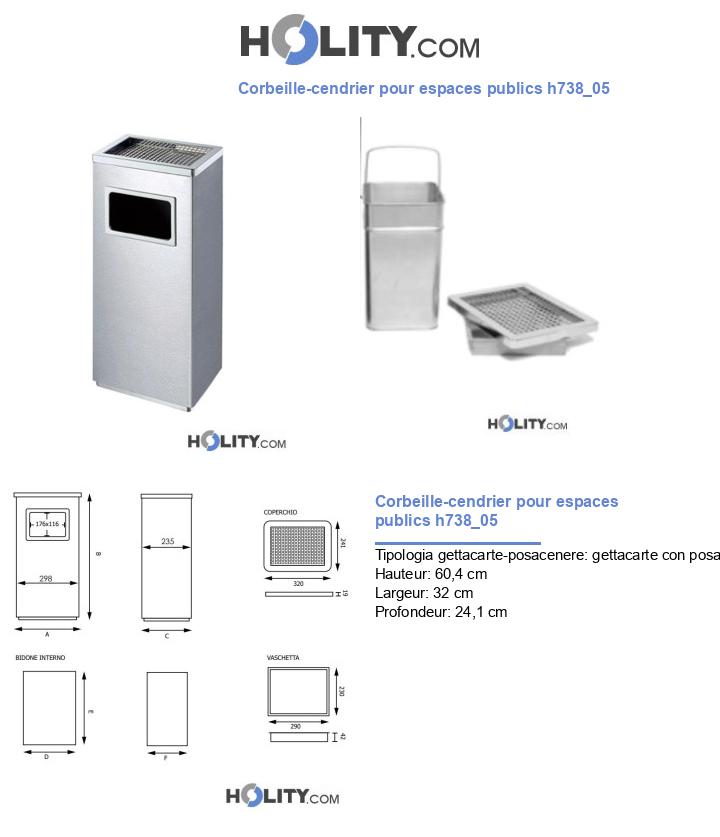 Corbeille-cendrier pour espaces publics h738_05