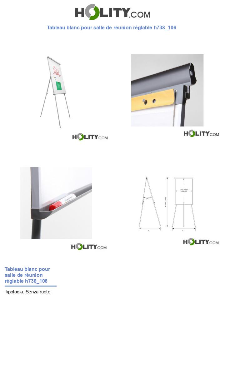 Tableau blanc pour salle de réunion réglable h738_106