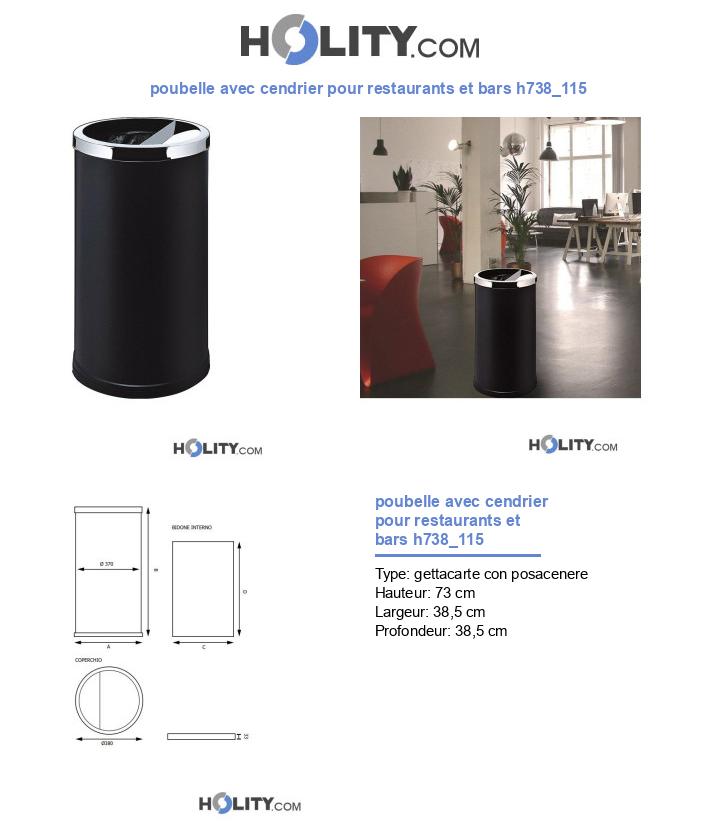 poubelle avec cendrier pour restaurants et bars h738_115