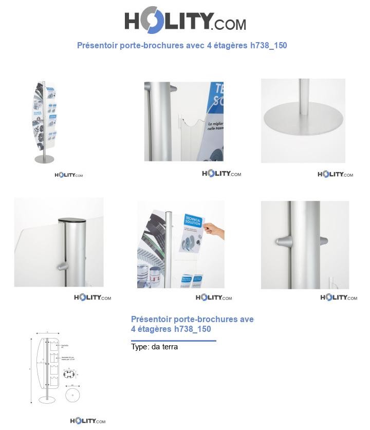 Présentoir porte-brochures avec 4 étagères h738_150
