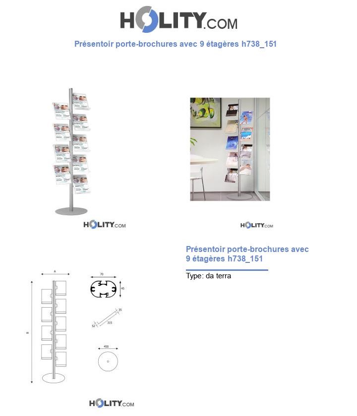 Présentoir porte-brochures avec 9 étagères h738_151