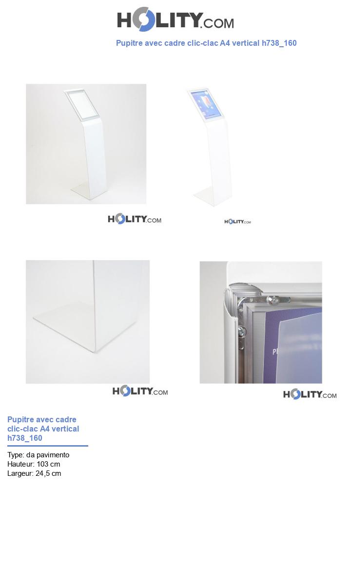 Pupitre avec cadre clic-clac A4 vertical h738_160