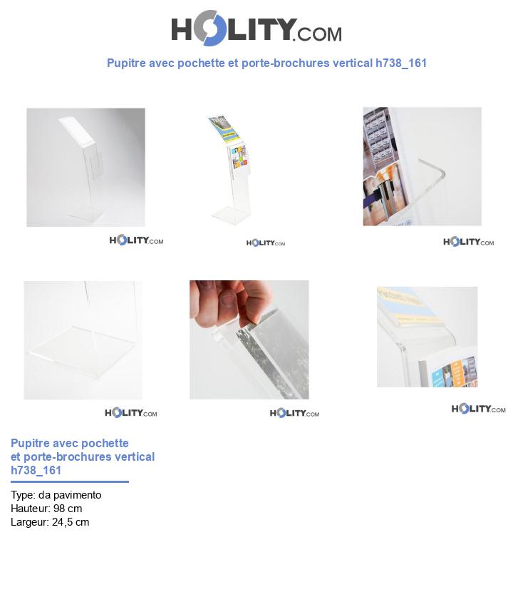 Pupitre avec pochette et porte-brochures vertical h738_161