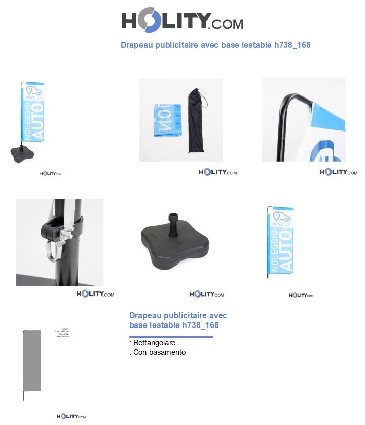 Drapeau publicitaire avec base lestable h738_168