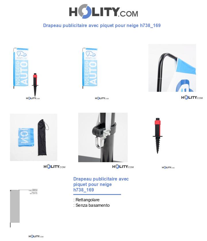 Drapeau publicitaire avec piquet pour neige h738_169
