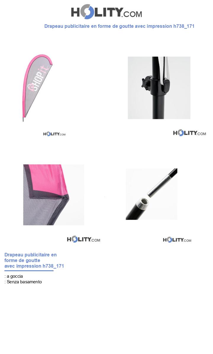 Drapeau publicitaire en forme de goutte avec impression h738_171