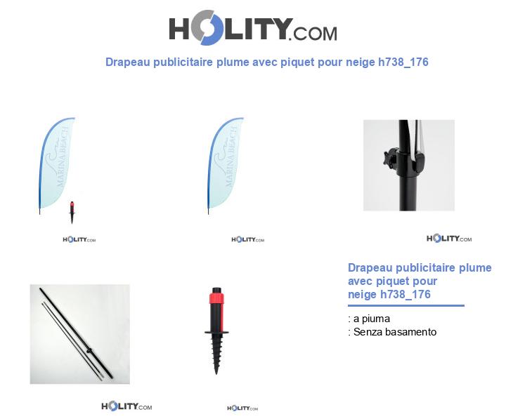 Drapeau publicitaire plume avec piquet pour neige h738_176