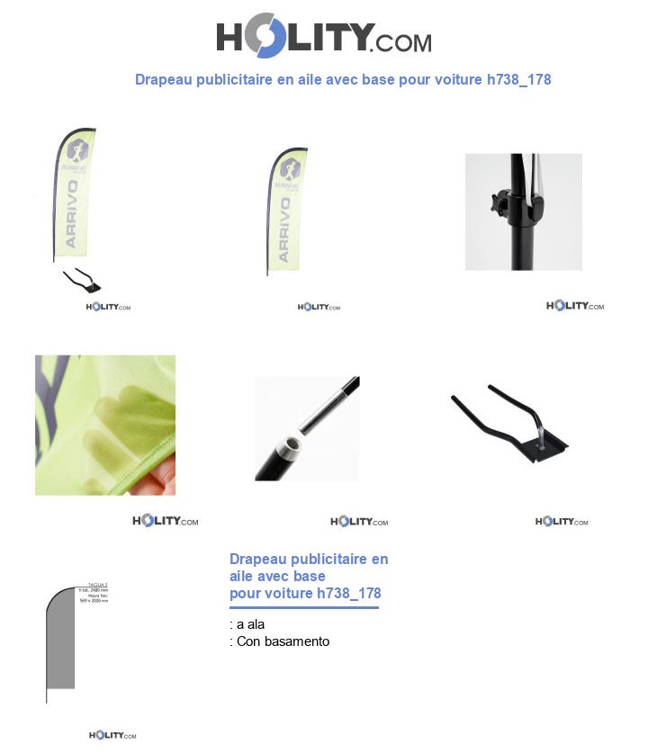 Drapeau publicitaire en aile avec base pour voiture h738_178