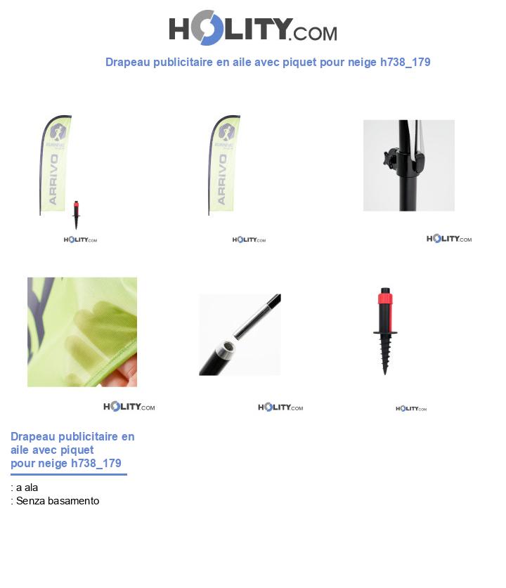 Drapeau publicitaire en aile avec piquet pour neige h738_179