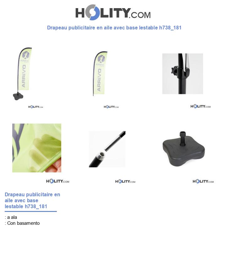 Drapeau publicitaire en aile avec base lestable h738_181