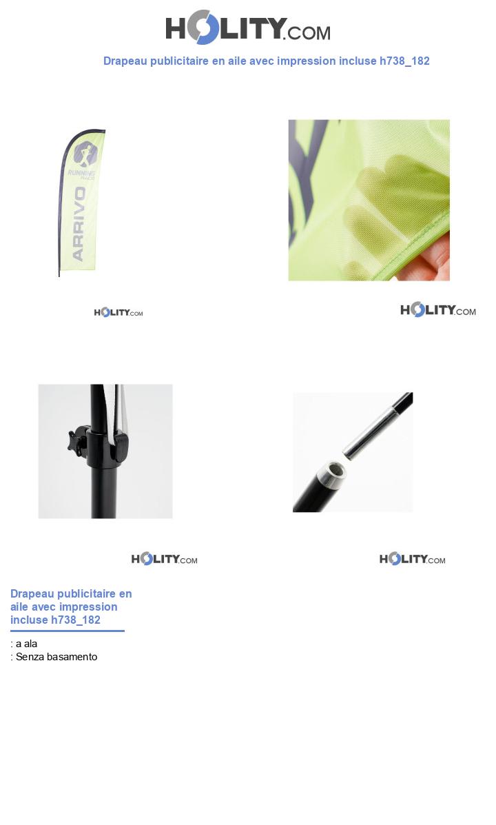 Drapeau publicitaire en aile avec impression incluse h738_182