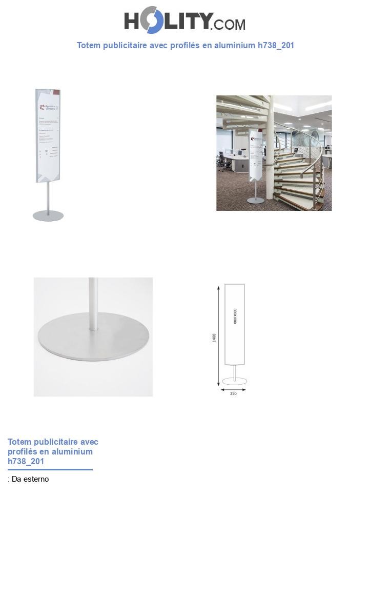 Totem publicitaire avec profilés en aluminium h738_201