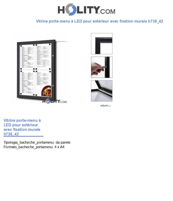 Vitrine porte-menu à LED pour extérieur avec fixation murale h738_42