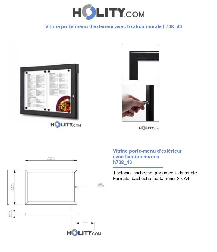 Vitrine porte-menu d’extérieur avec fixation murale h738_43