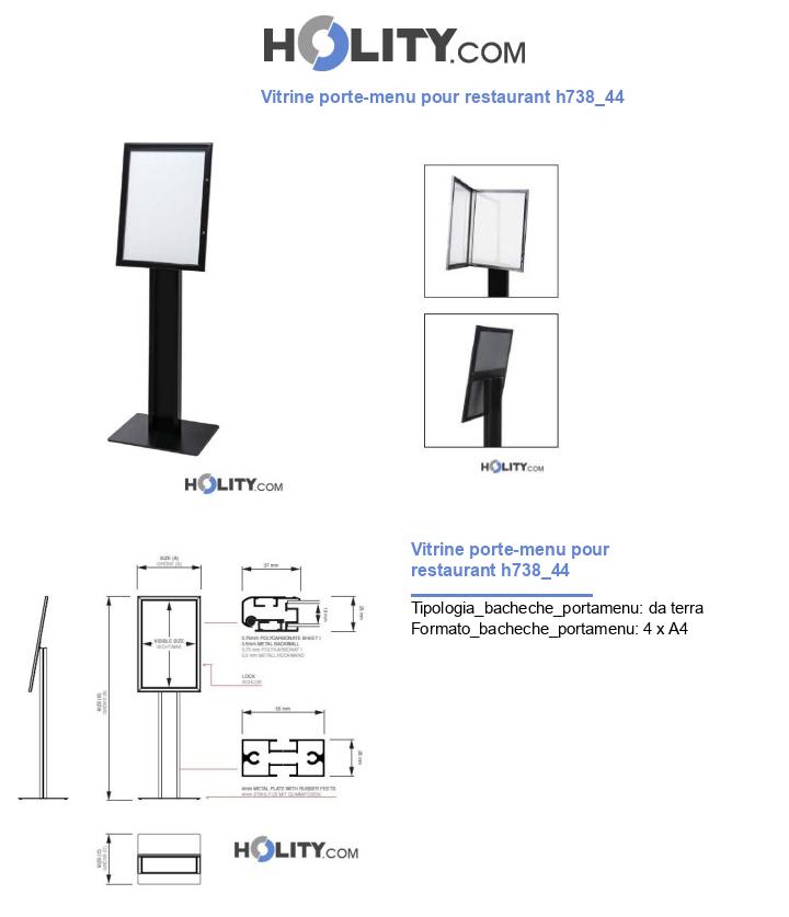 Vitrine porte-menu pour restaurant h738_44