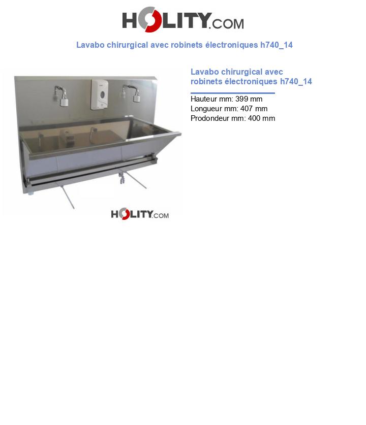 Lavabo chirurgical avec robinets électroniques h740_14