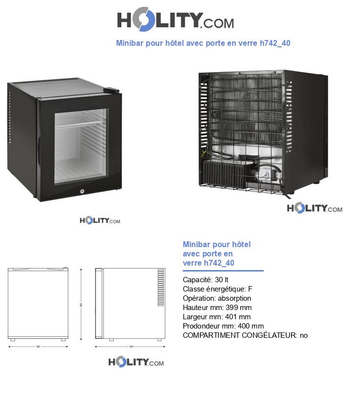 Minibar pour hôtel avec porte en verre h742_40