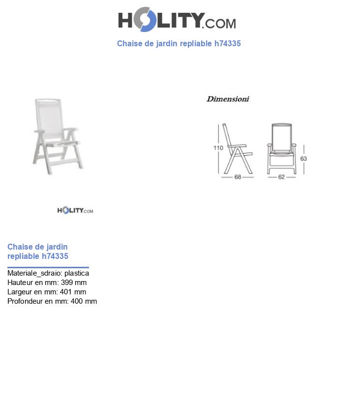 Chaise de jardin repliable h74335