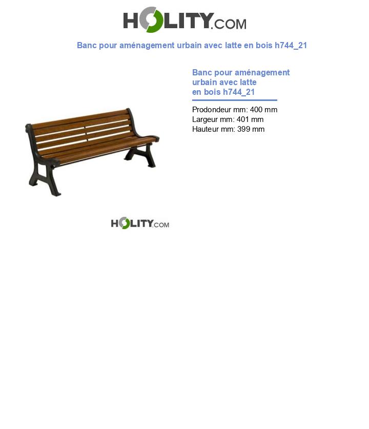 Banc pour aménagement urbain avec latte en bois h744_21