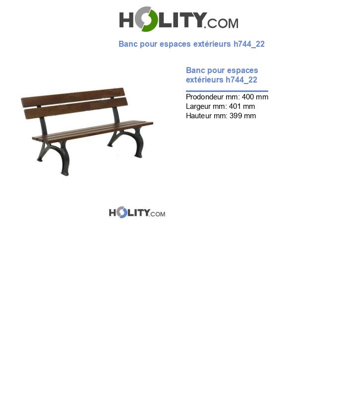 Banc pour espaces extérieurs h744_22