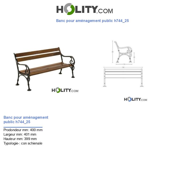 Banc pour aménagement public h744_25