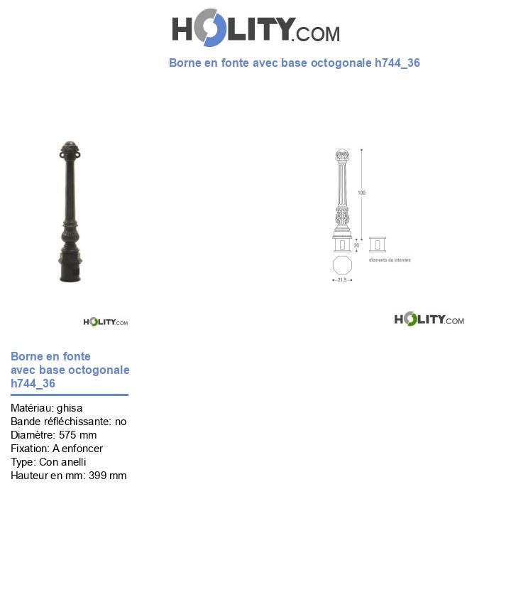 Borne en fonte avec base octogonale h744_36