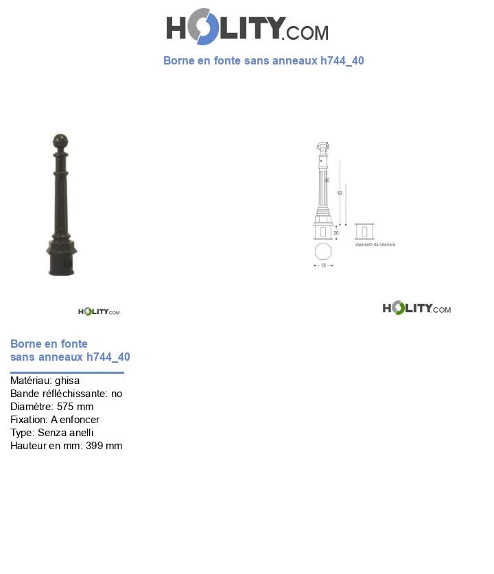 Borne en fonte sans anneaux h744_40